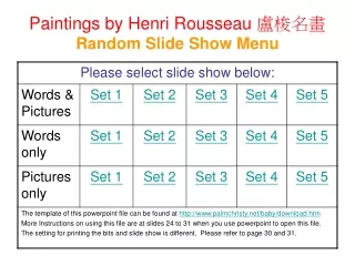 P aintings by Henri Rousseau  ???? Random Slide Show Menu