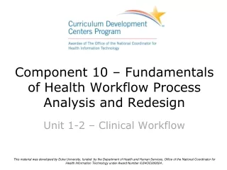 Component 10 – Fundamentals of Health Workflow Process Analysis and Redesign