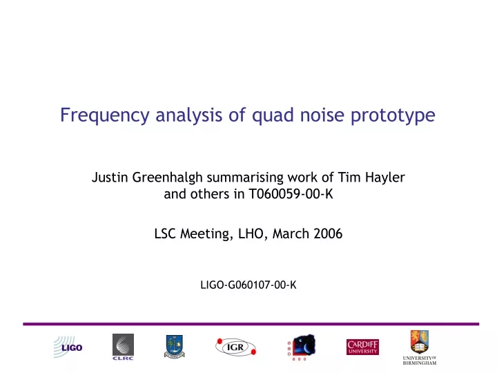 frequency analysis of quad noise prototype