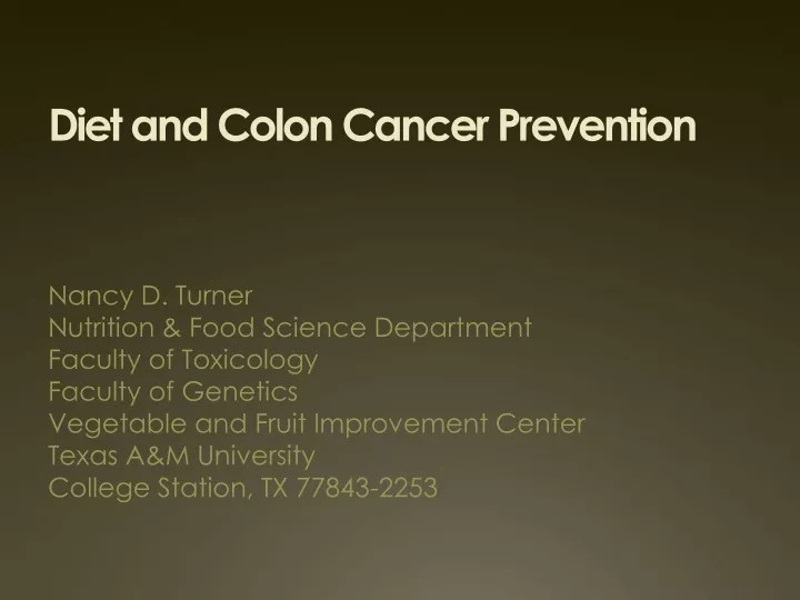 diet and colon cancer prevention