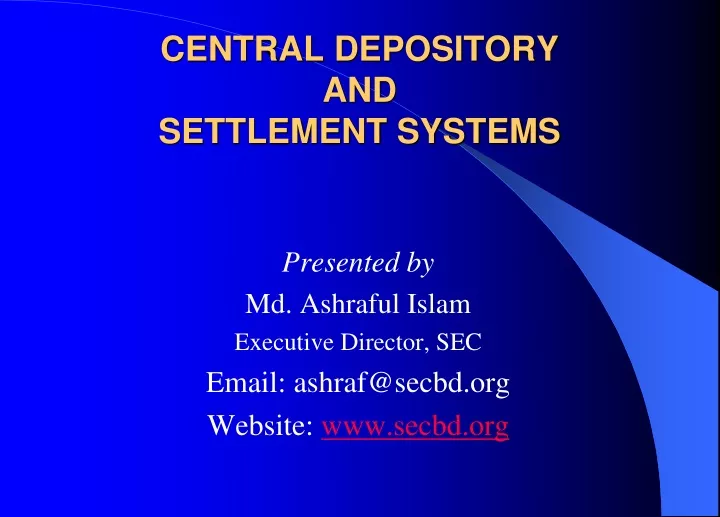 central depository and settlement systems
