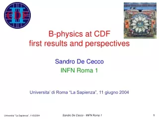 B-physics at CDF first results and perspectives