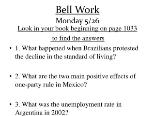 Bell Work Monday 5/26