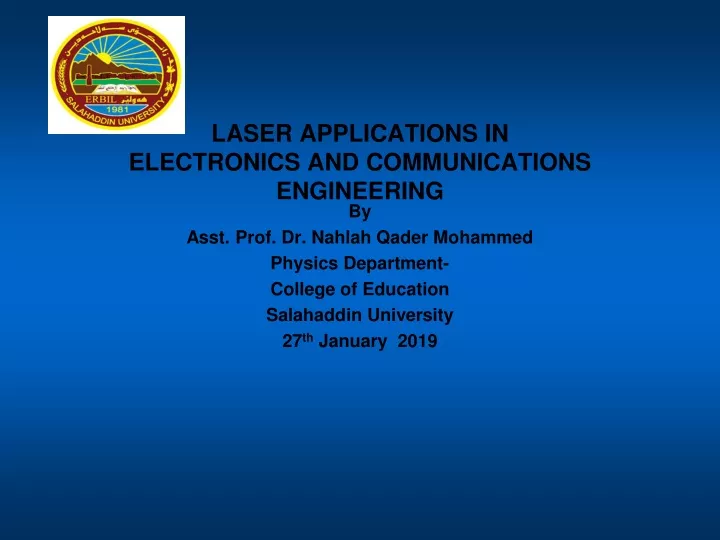 laser applications in electronics and communications engineering