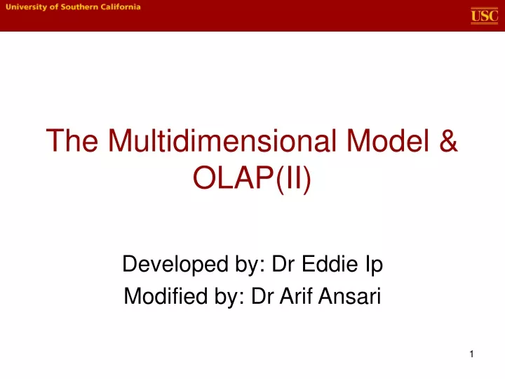 the multidimensional model olap ii
