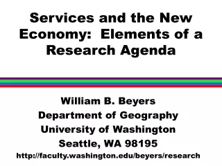 Services and the New Economy:  Elements of a Research Agenda