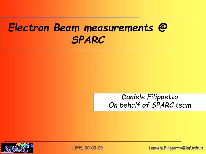electron beam measurements @ sparc