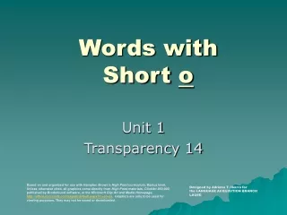 Words with  Short  o