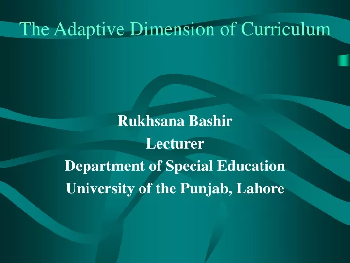 the adaptive dimension of curriculum
