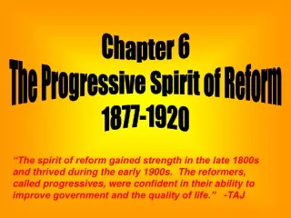 Chapter 6 The Progressive Spirit of Reform 1877-1920