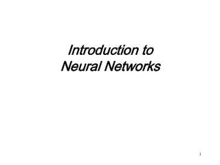 Introduction to  Neural Networks