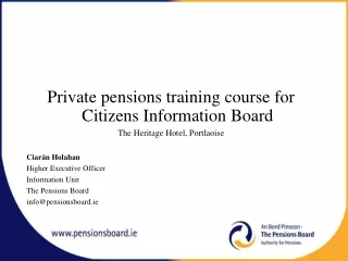 Private pensions training course for Citizens Information Board The Heritage Hotel, Portlaoise