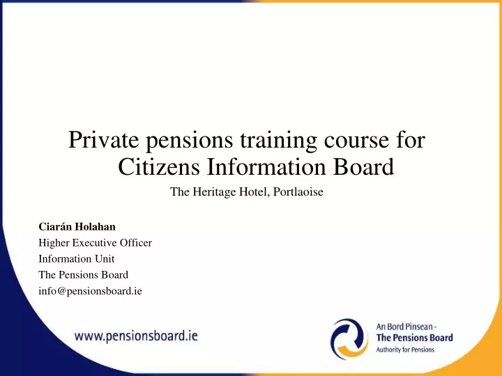 private pensions training course for citizens