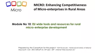 Module No 10:  EU wide tools and resources for rural micro-enterprise development