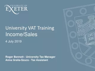 University VAT Training Income/Sales