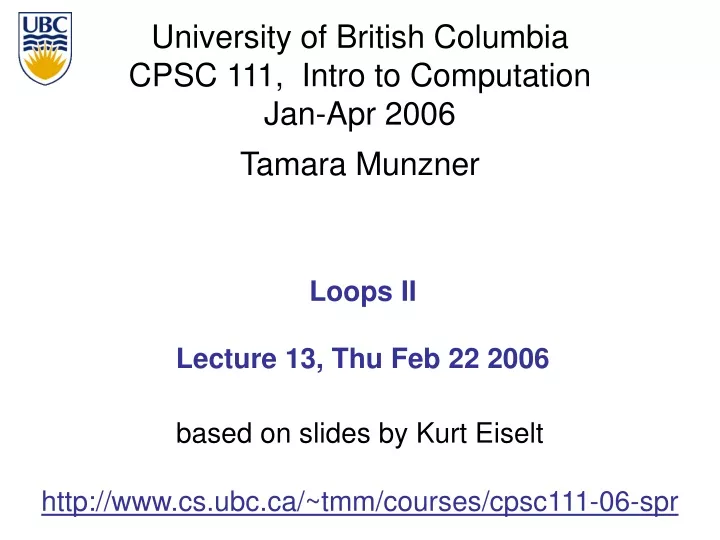 loops ii lecture 13 thu feb 22 2006