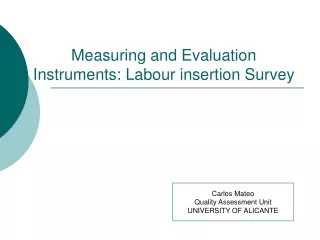 Measuring and Evaluation Instruments: Labour insertion Survey