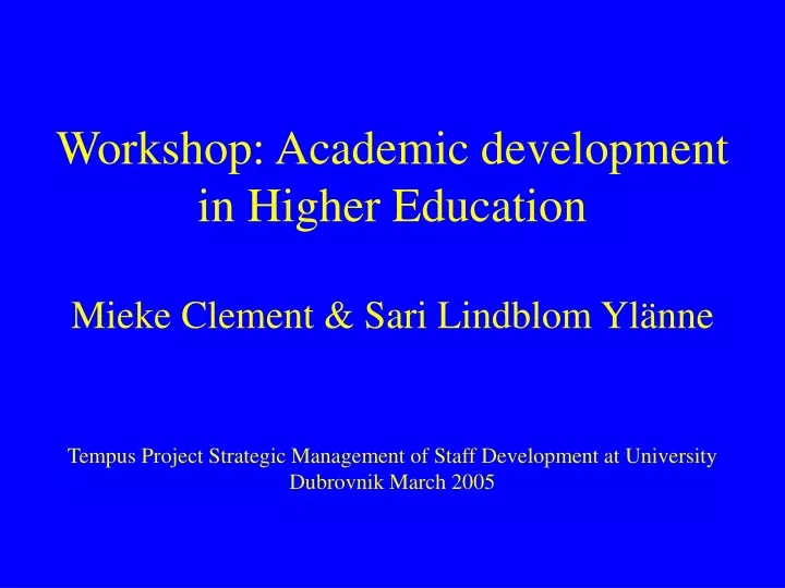 workshop academic development in higher education