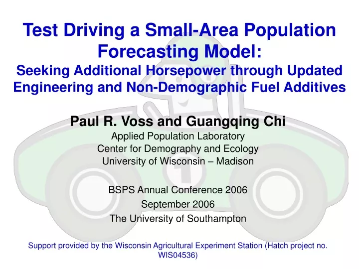 test driving a small area population forecasting