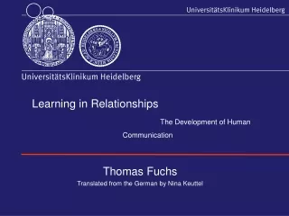 Learning in Relationships The Development of Human Communication