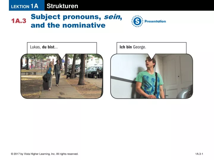 subject pronouns sein and the nominative