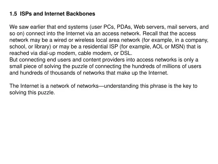 1 5 isps and internet backbones we saw earlier