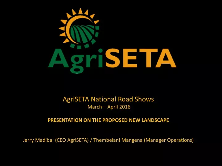 agriseta national road shows march april 2016