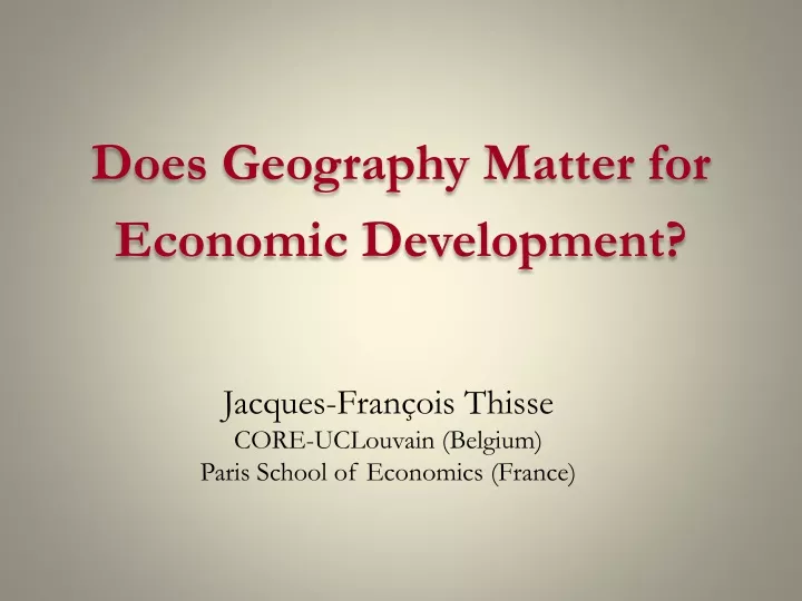 does geography matter for economic development