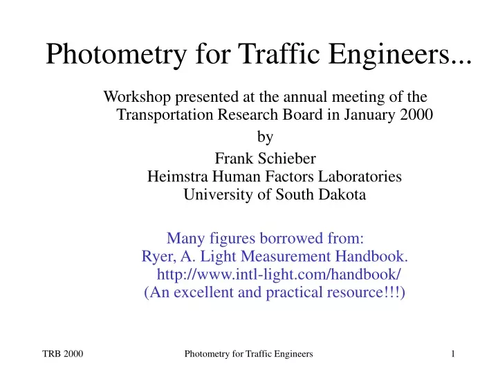 photometry for traffic engineers