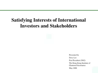 Satisfying Interests of International Investors and Stakeholders