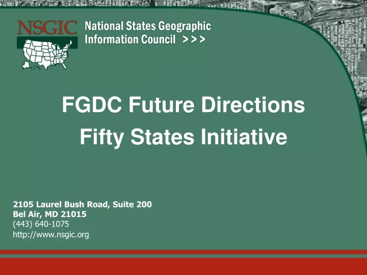 fgdc future directions fifty states initiative