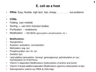 E. coli as a host