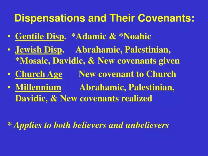 dispensations and their covenants gentile disp