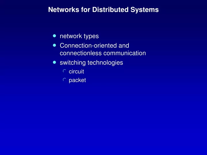 networks for distributed systems