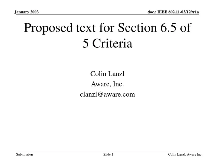proposed text for section 6 5 of 5 criteria