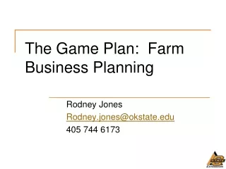 The Game Plan:  Farm Business Planning