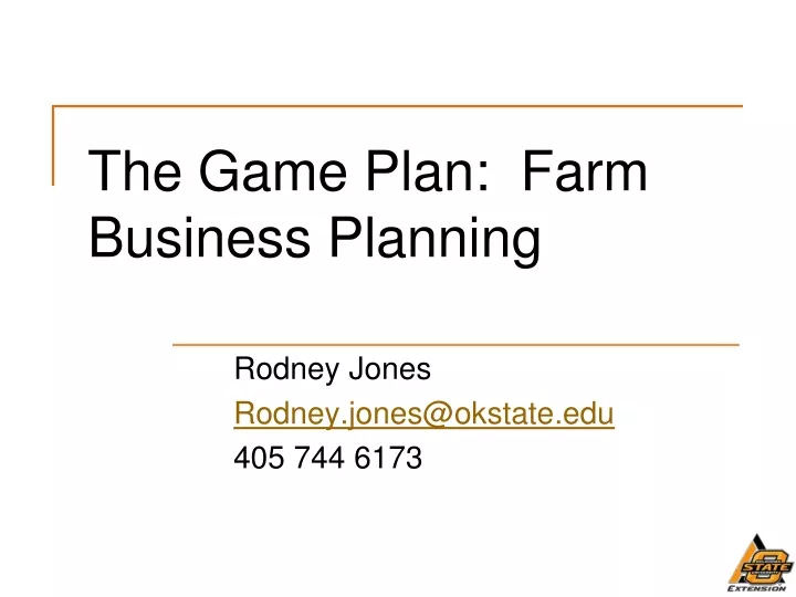the game plan farm business planning