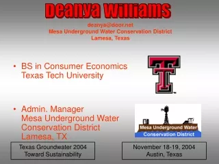 deanya@door Mesa Underground Water Conservation District Lamesa, Texas