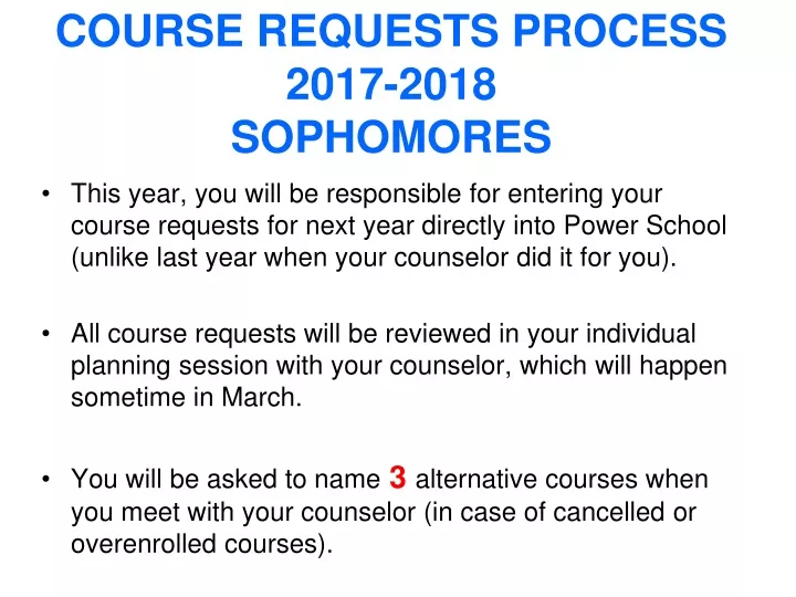 course requests process 2017 2018 sophomores