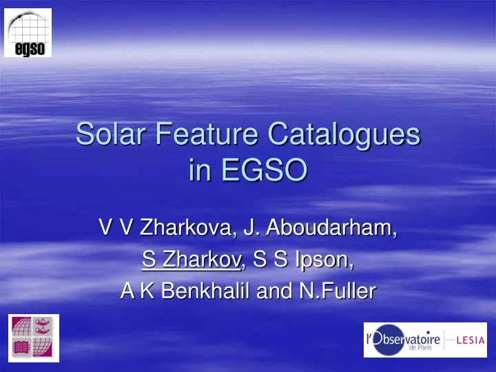 solar feature catalogues in egso