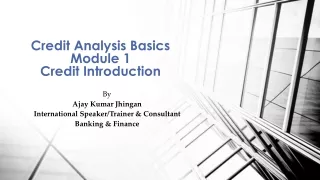 Credit Analysis Basics Module 1 Credit Introduction