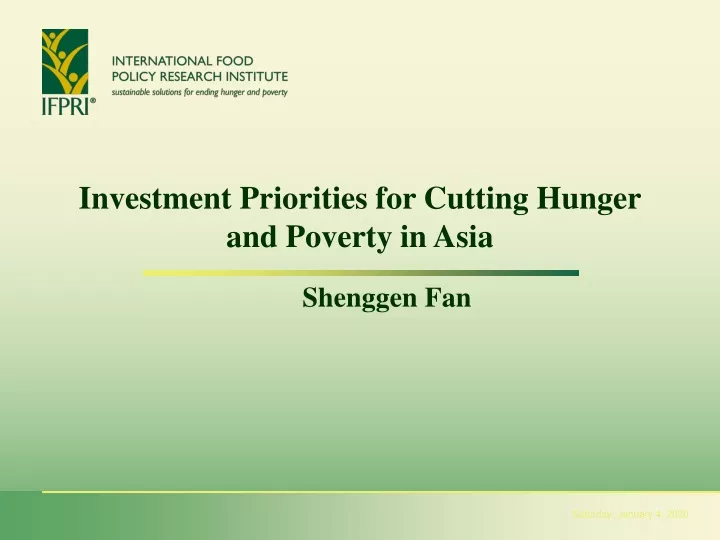 investment priorities for cutting hunger and poverty in asia