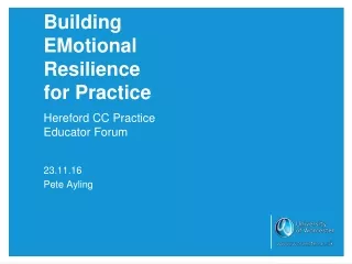 Building EMotional Resilience for Practice