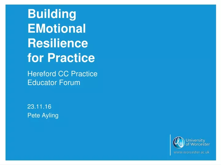 building emotional resilience for practice