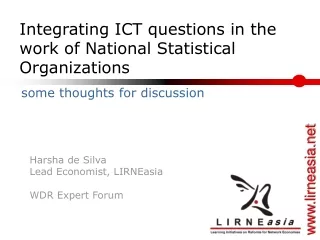 Integrating ICT questions in the work of National Statistical Organizations