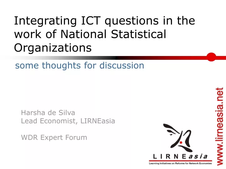 integrating ict questions in the work of national statistical organizations