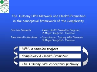 The Tuscany HPH Network and Health Promotion in the conceptual framework of the Complexity