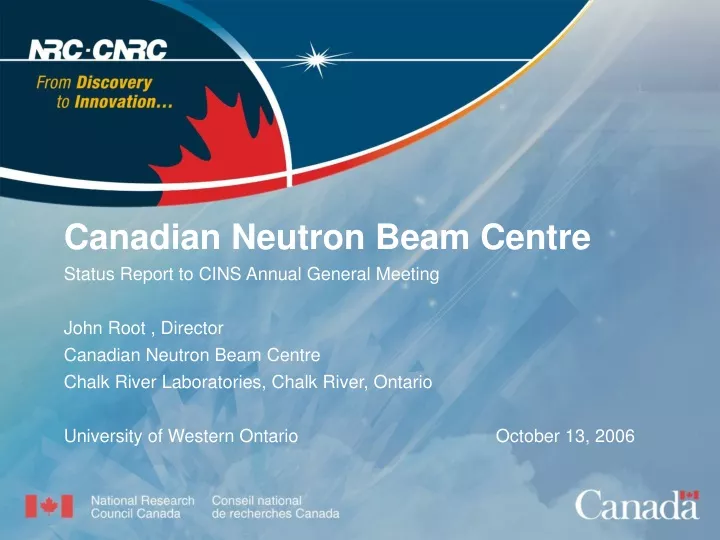 canadian neutron beam centre status report