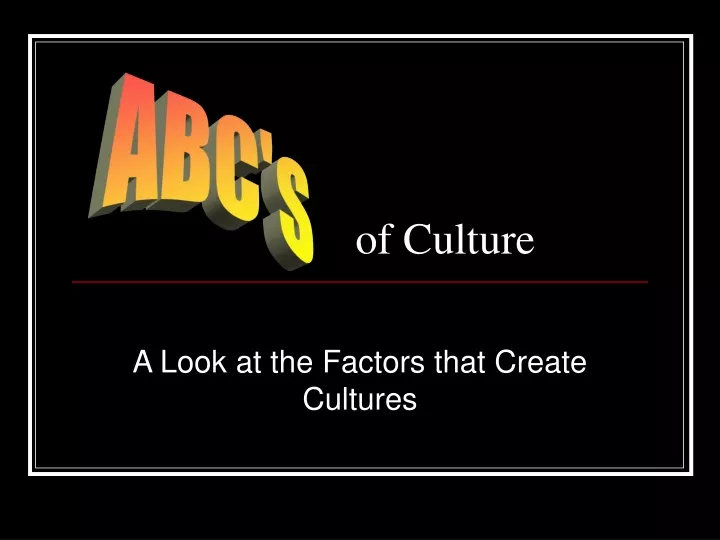 of culture