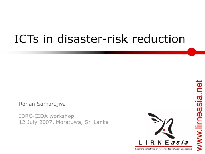 icts in disaster risk reduction
